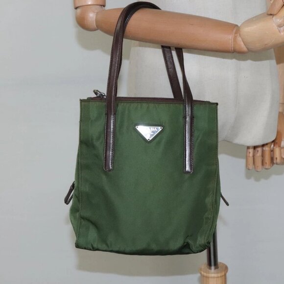 PRADA Hand Bag Nylon Khaki Auth - Picture 1 of 16